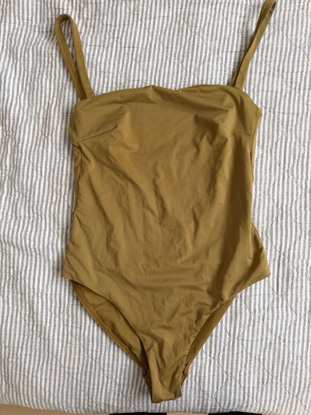 Minimal Olive Green One-Piece Swimsuit with Adjustable Straps